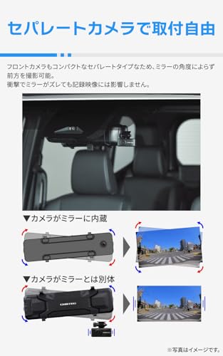 AZDR48 ドライブレコーダー ルームミラー型ドライブレコーダー「AZDR48」は後方視界を劇的に改善